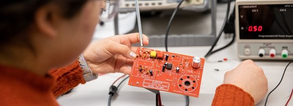 Student working technically