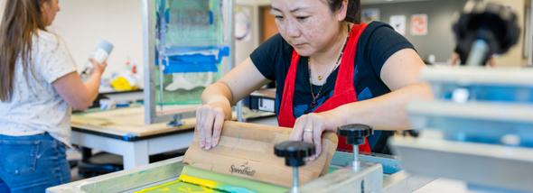 Student working in classroom