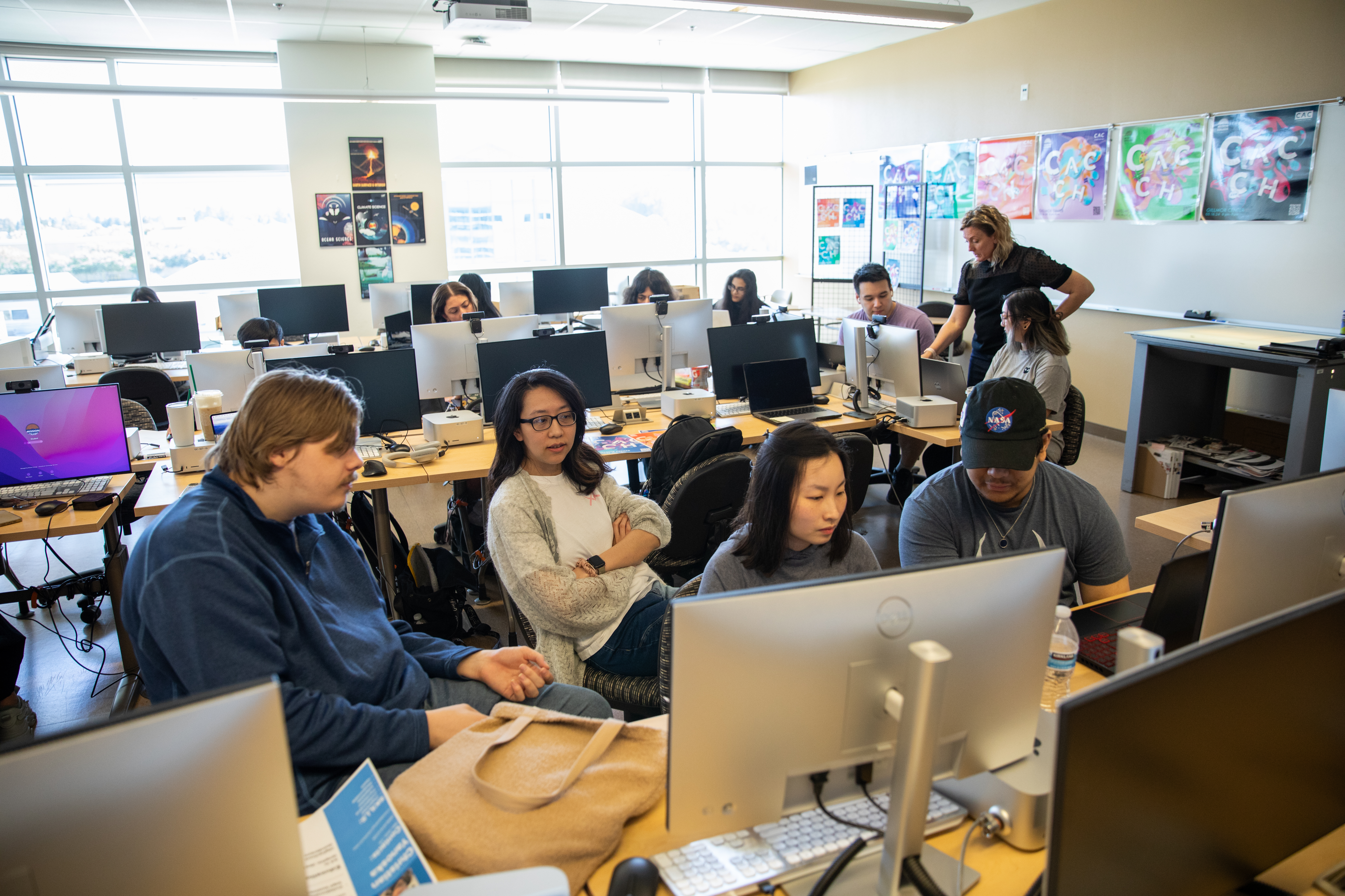 Students in graphic design class