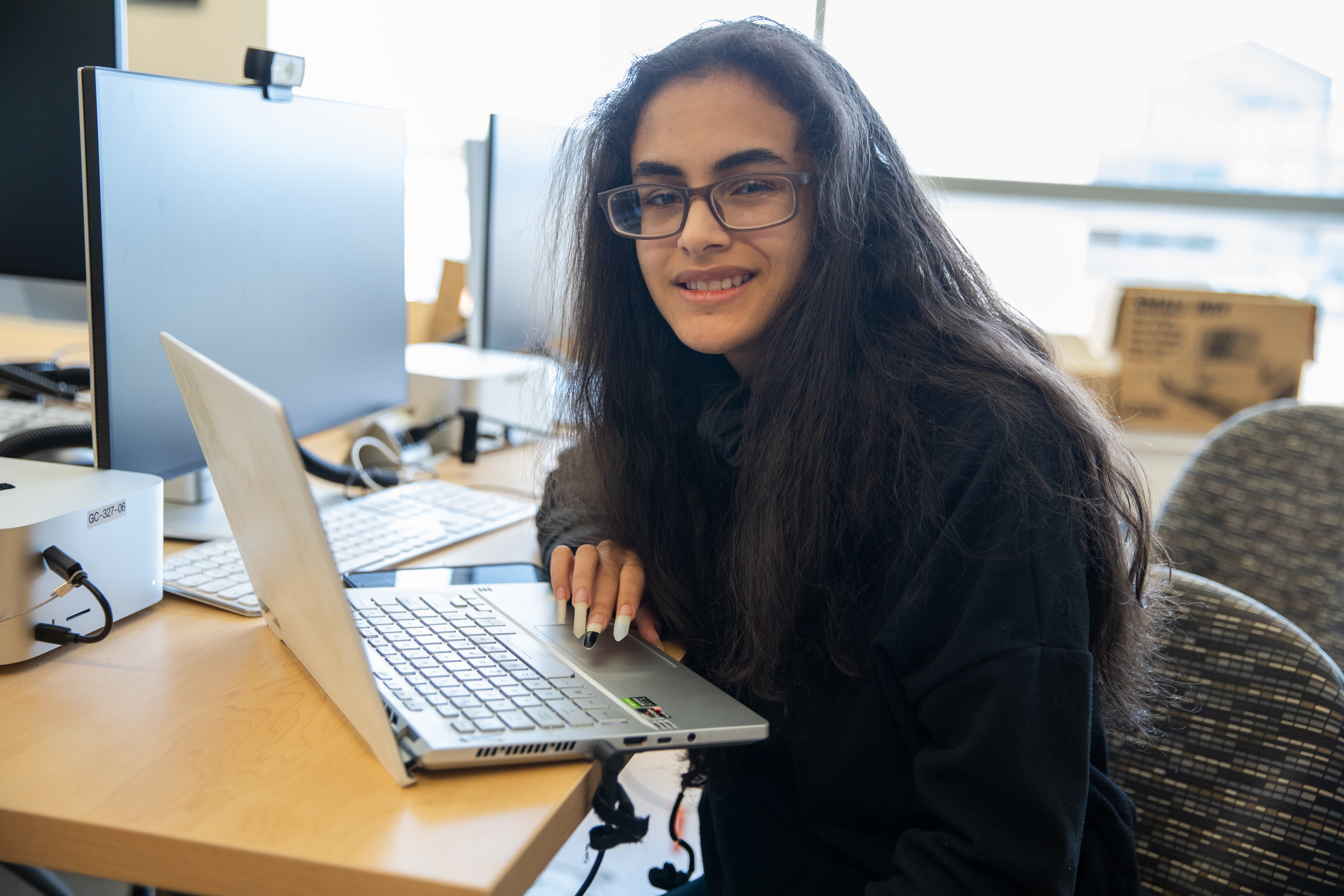 Student in graphic design class