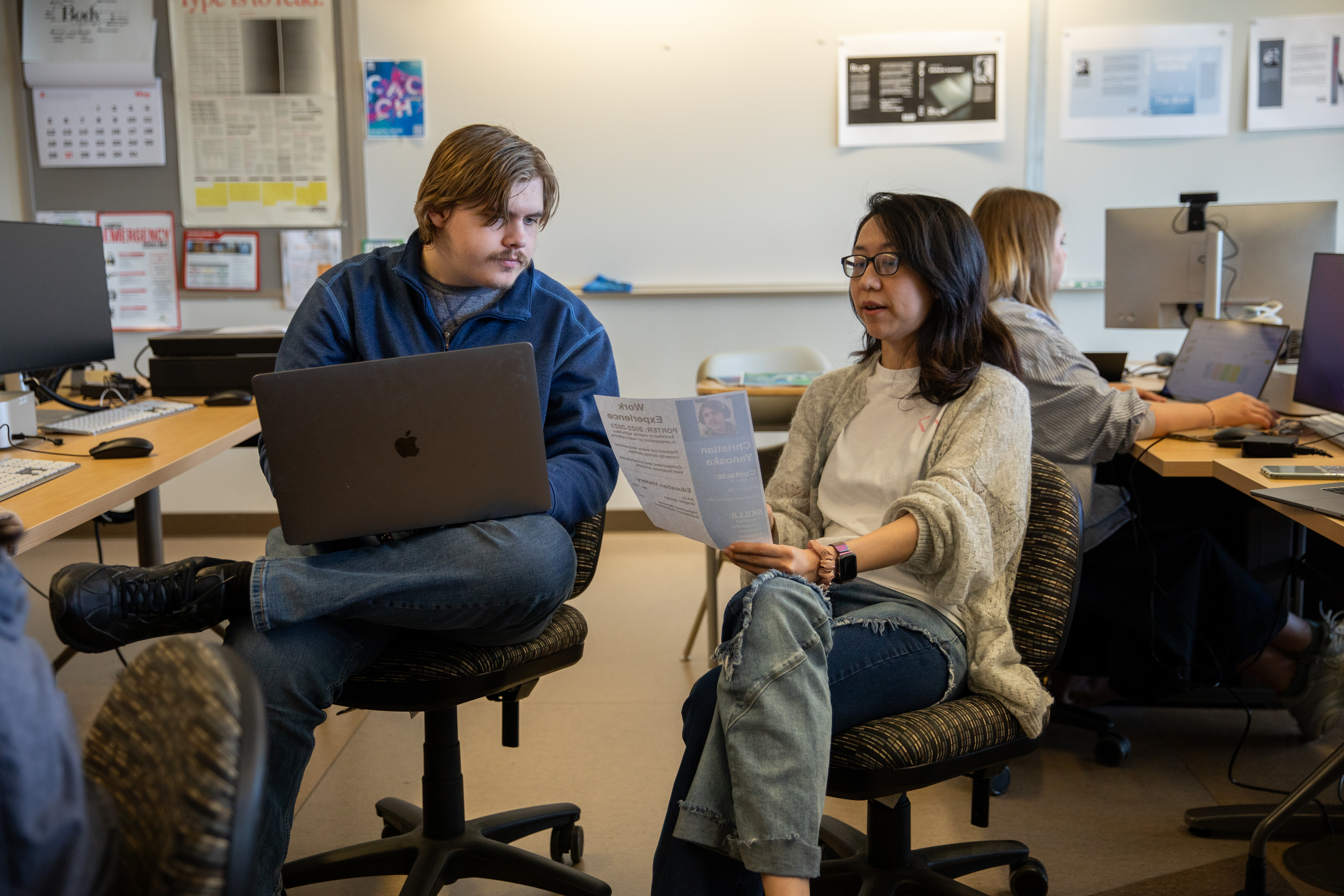 Students in graphic design class