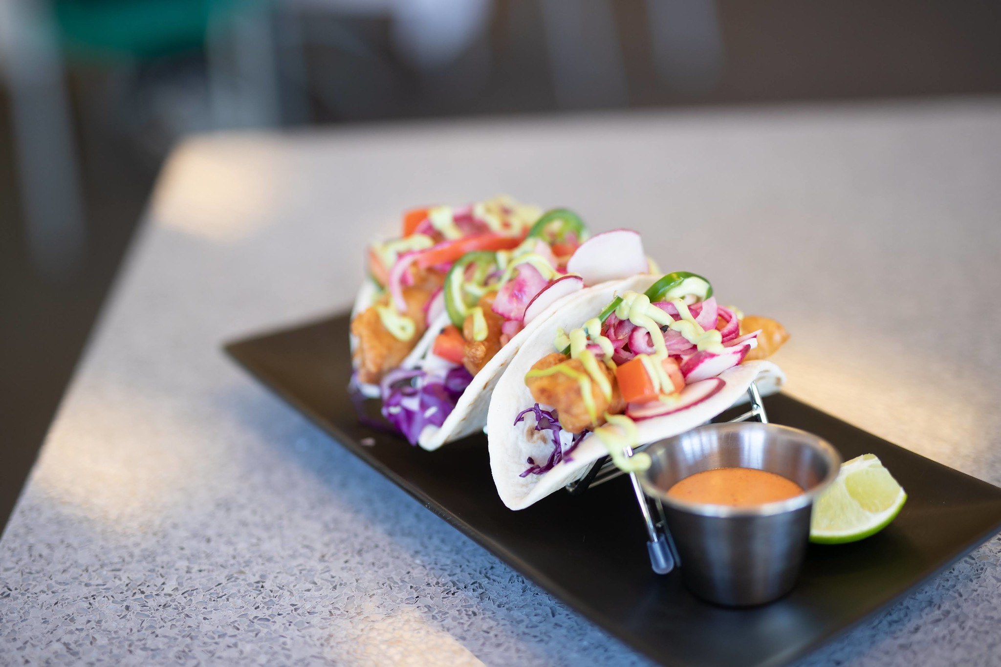 Plate of tacos served at the Mission Bistro