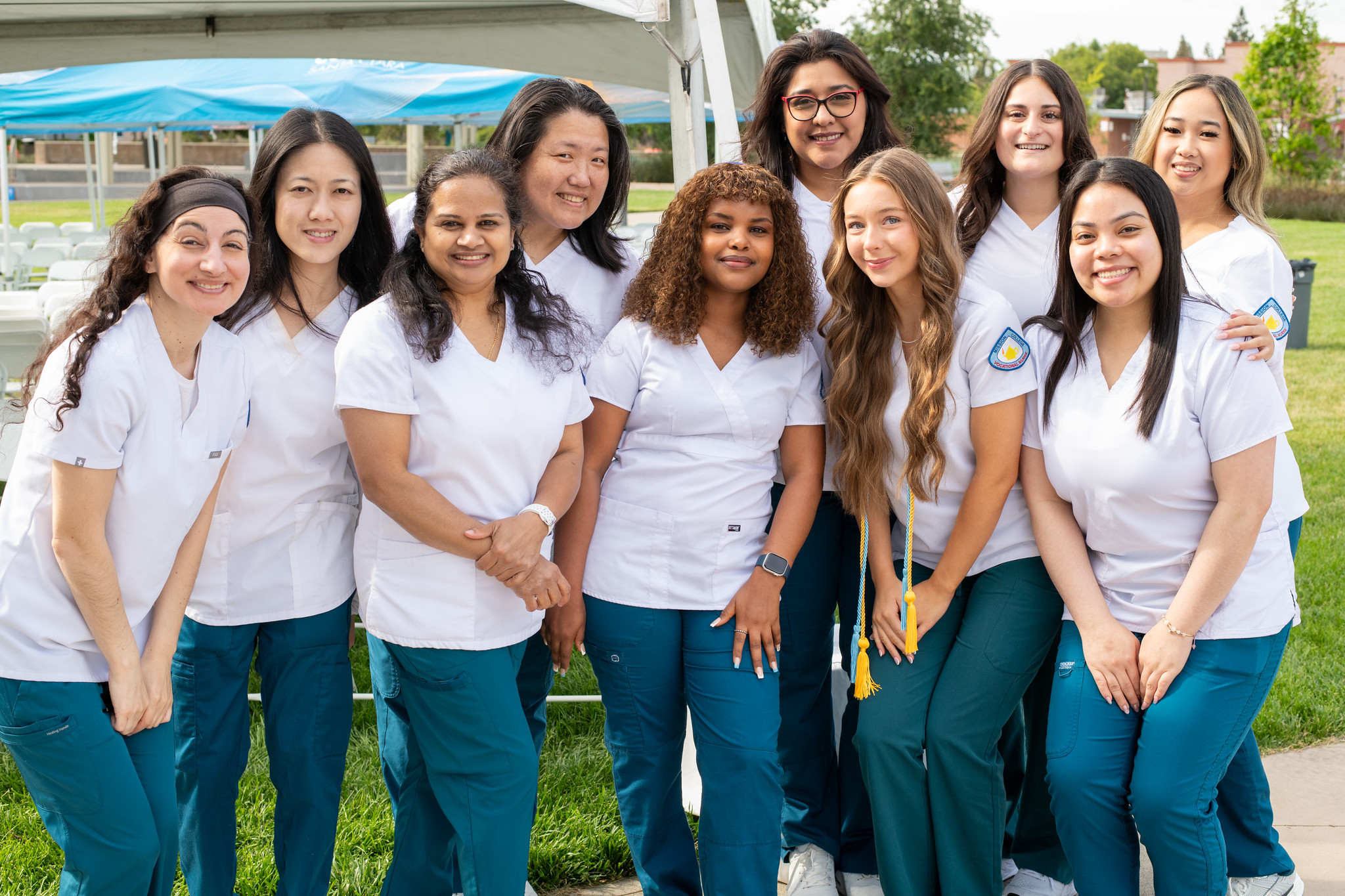Nursing students posing for picture at graduation