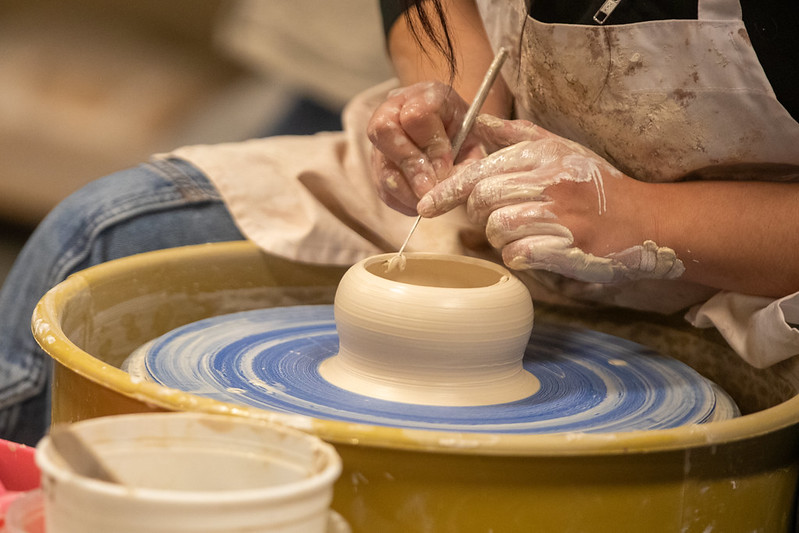 Student making ceramics