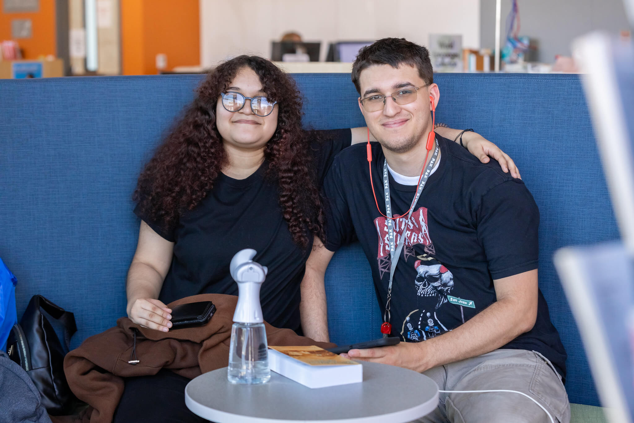 Two students sitting on a bench