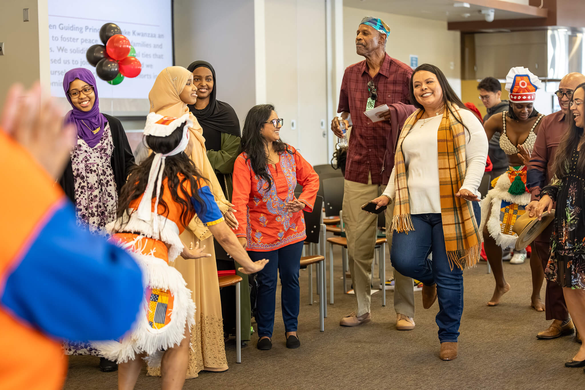 People smiling while walking