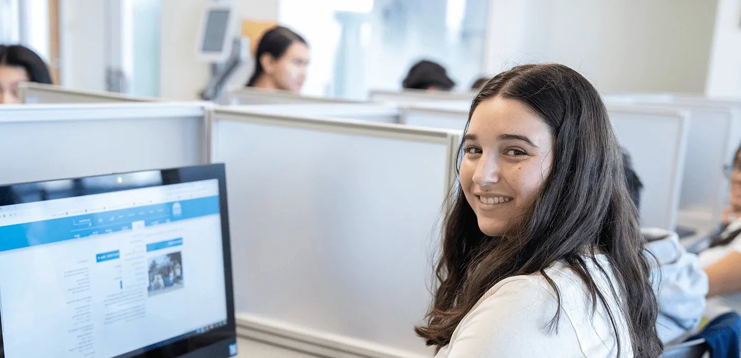 Student working on computer