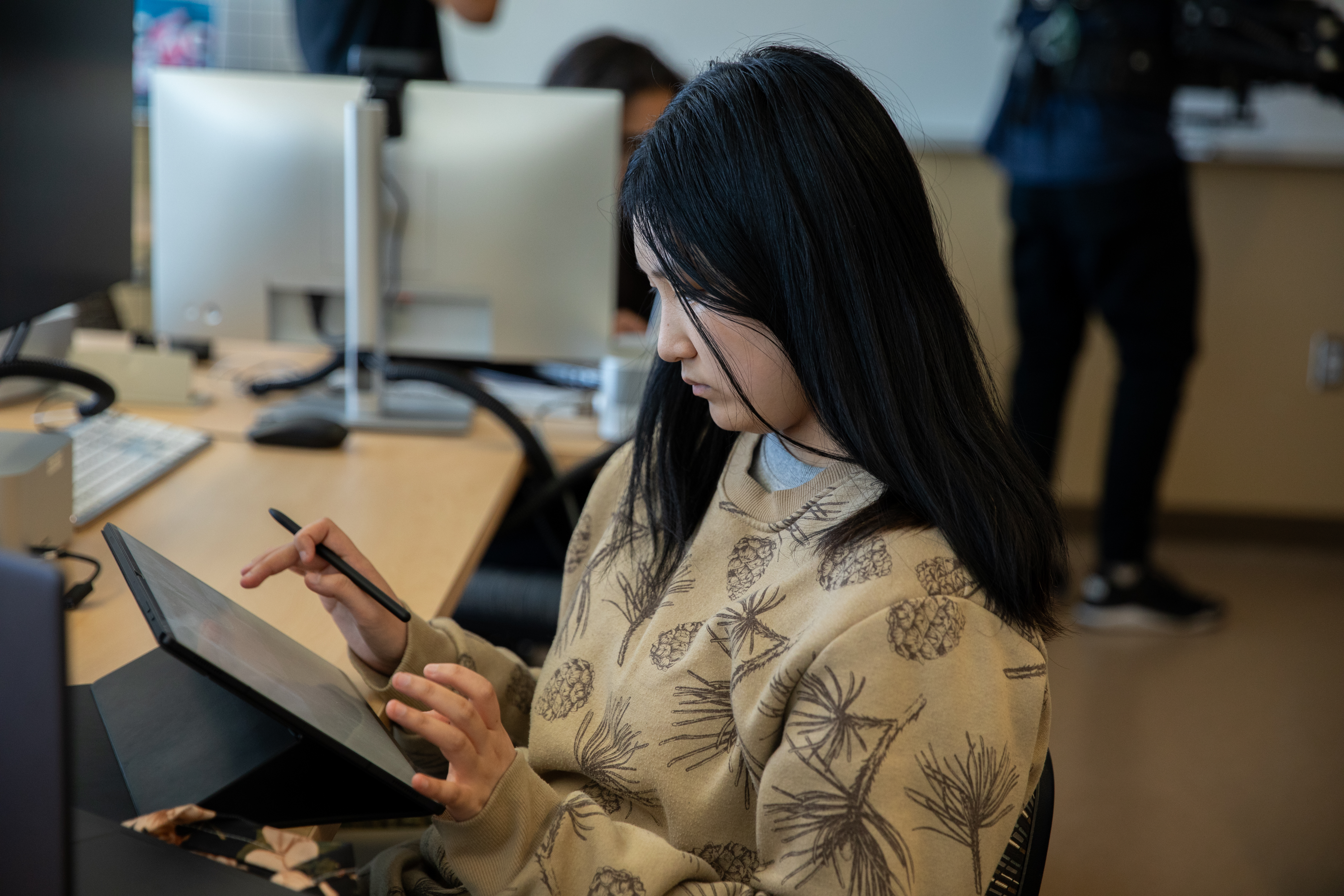 Graphic design student talking