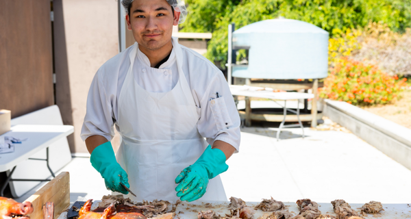 Student cooking a meal