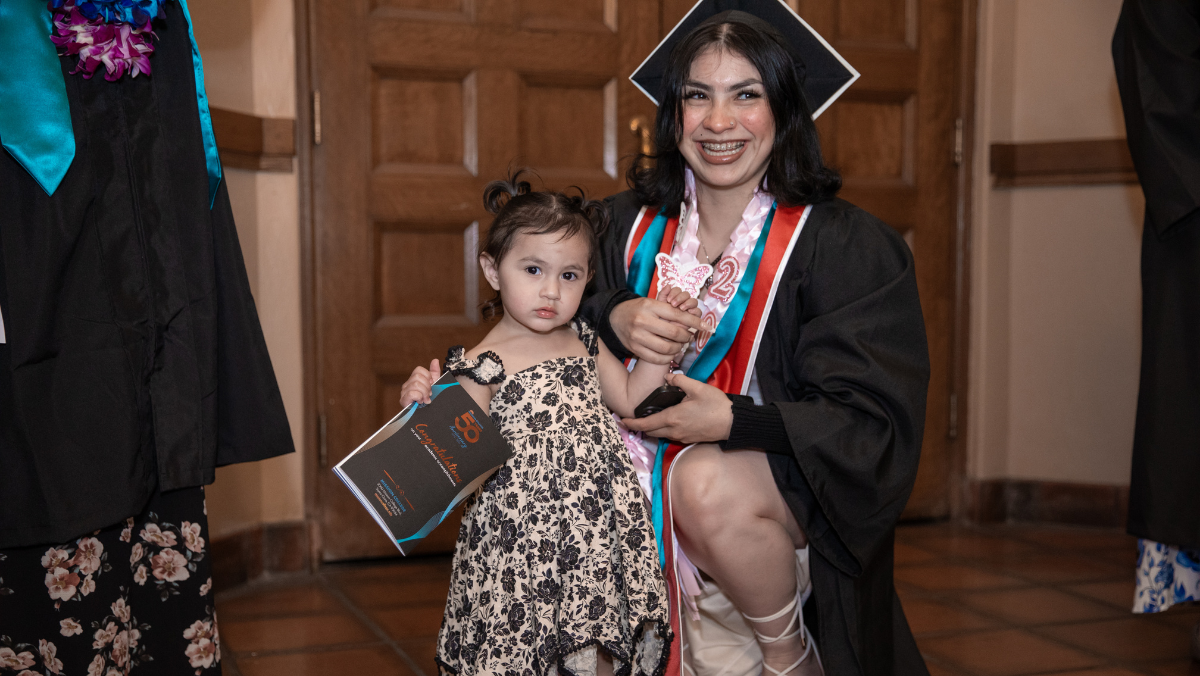 Student parent at graduation