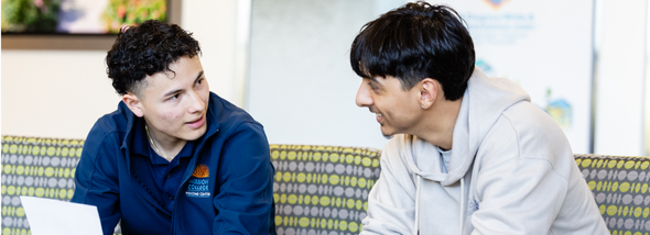 Two students looking forward