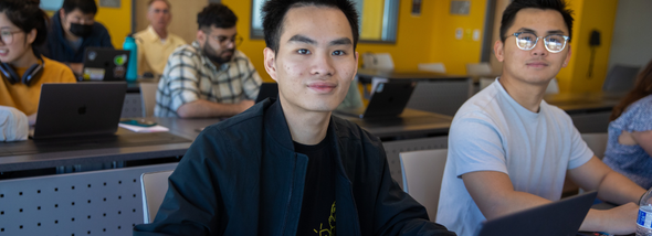 Smiling students in class