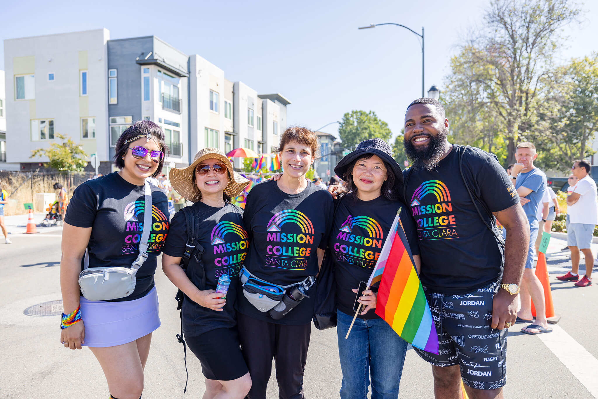 Seher Awan posing with other Mission College members for Pride Day