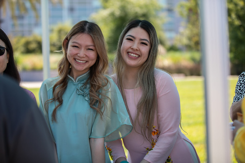 Two female students smiling