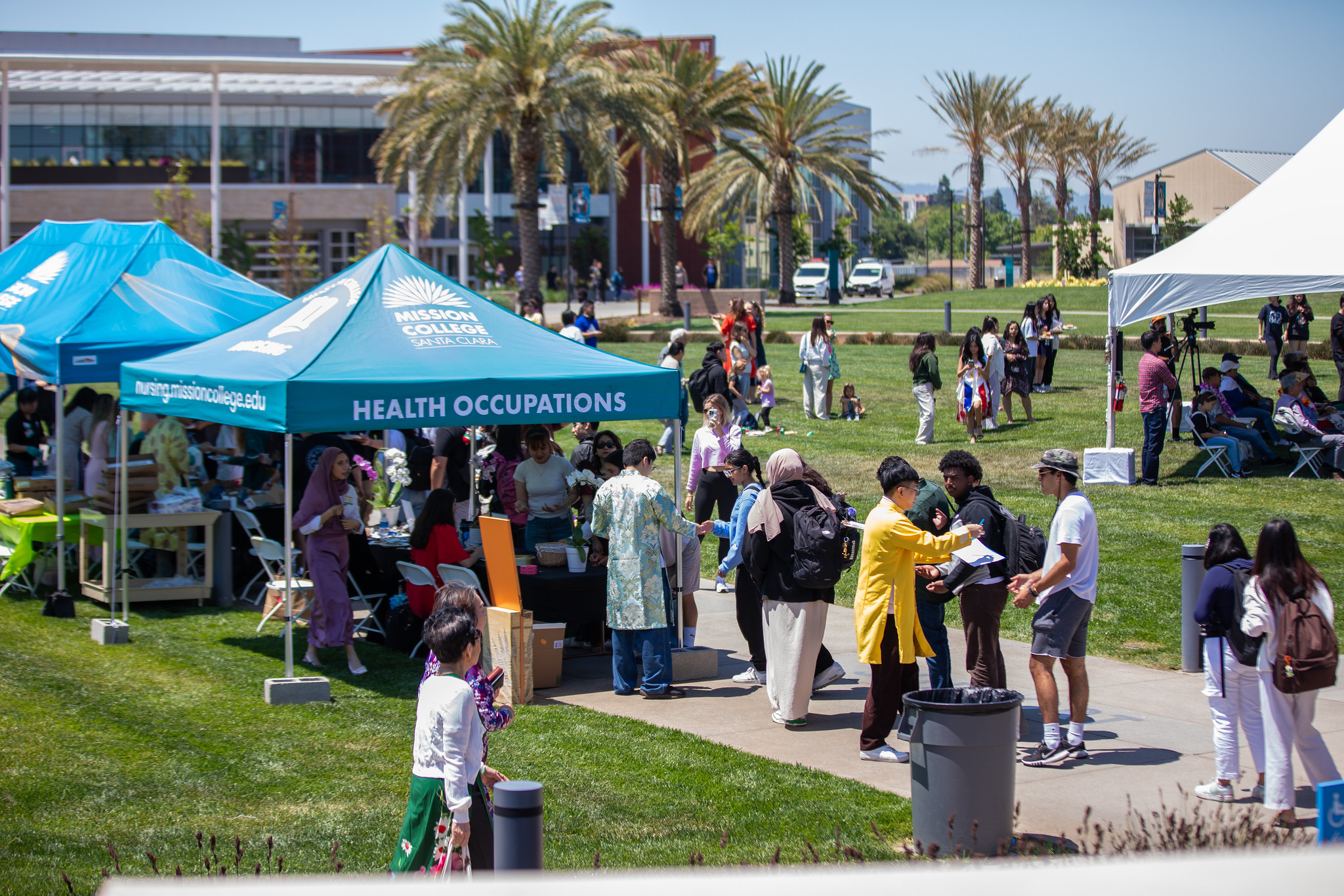 People on Mission College campus for an outreach event