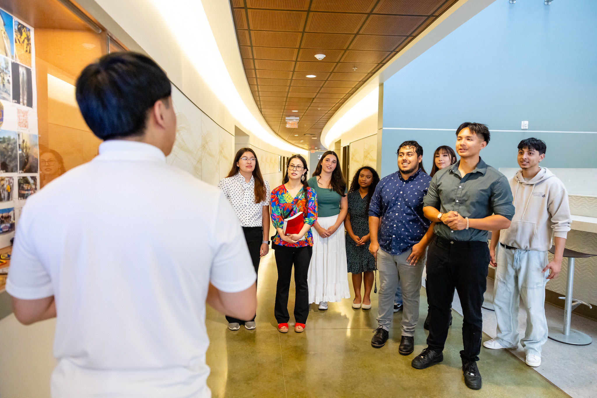 Students in welcome center
