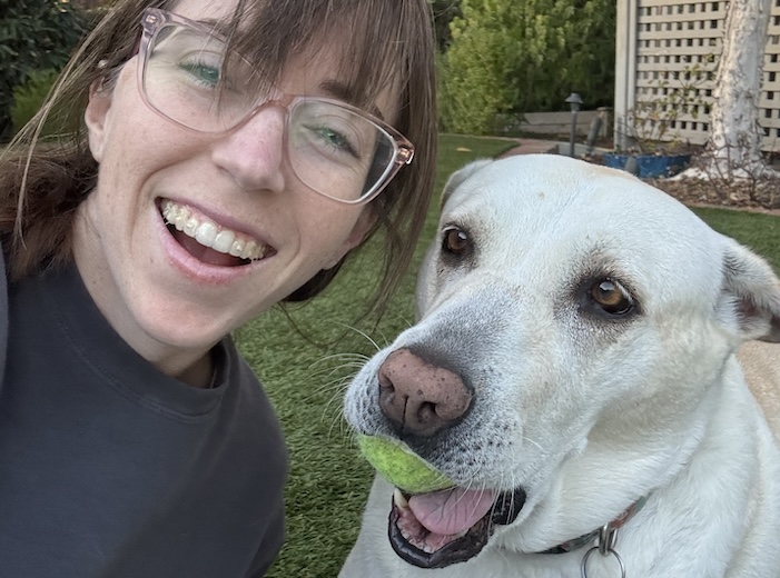 Brittany Gunnel with her dog.